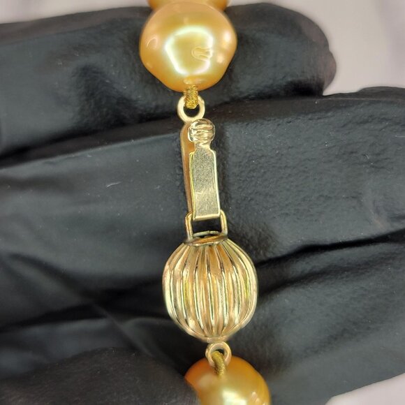 Golden South Sea Pearl Luxe Statement Necklace With Ornate Vermeil Clasp - Picture 7 of 10